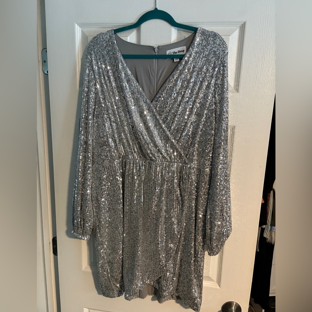 The Drop Women's Helena Sequin Wrap Dress - Christmas Party Dress